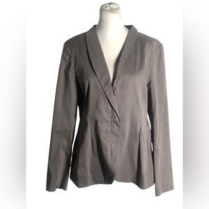 Eileen Fisher Gloss Stone Italian Ramie Full Zip Blazer Javket Sz Medium